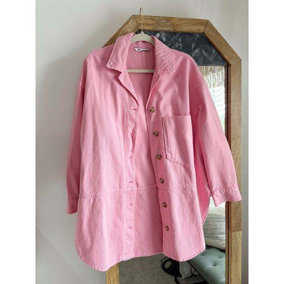 Zara Oversized Denim Button Down Shirt Jacket - Picture 2 of 9